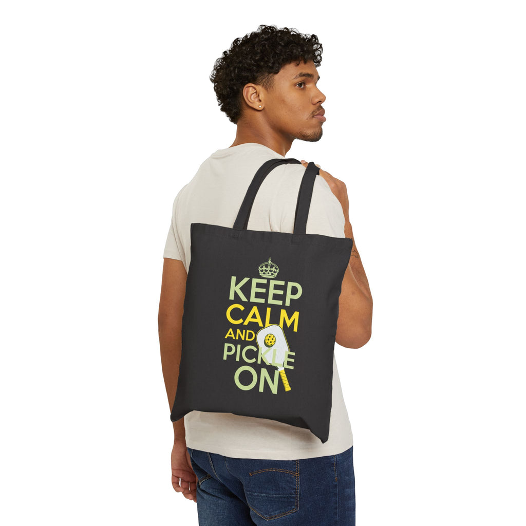 Pickleball Tote Bag - "Keep Calm and Pickle On" Canvas Carryall