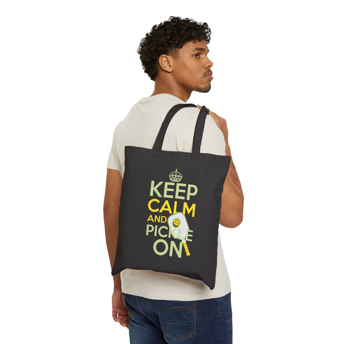 Pickleball Tote Bag - "Keep Calm and Pickle On" Canvas Carryall