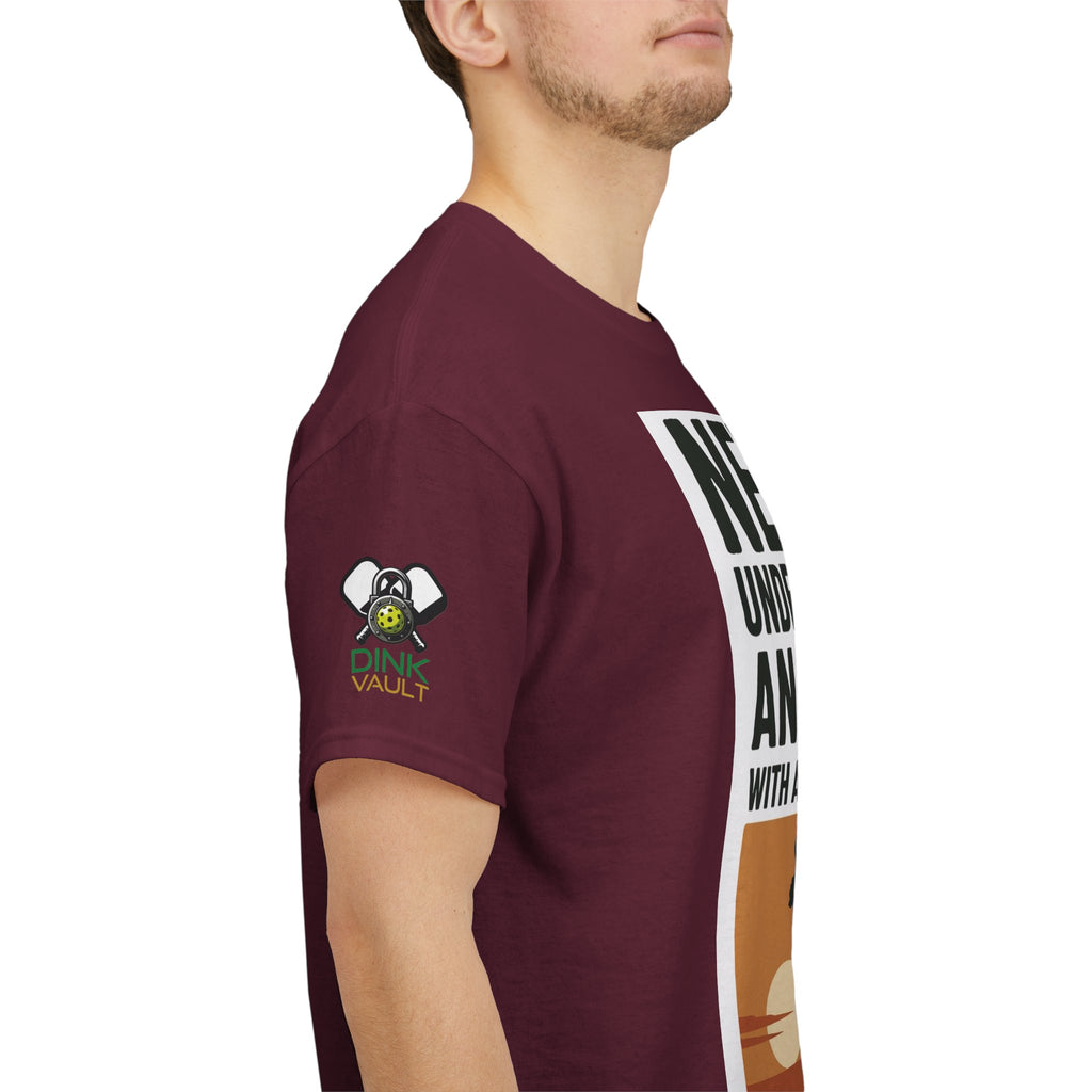 Pickleball T-Shirt - "Never Underestimate An Old Man With A Pickleball Paddle" Retro Sunset Tee