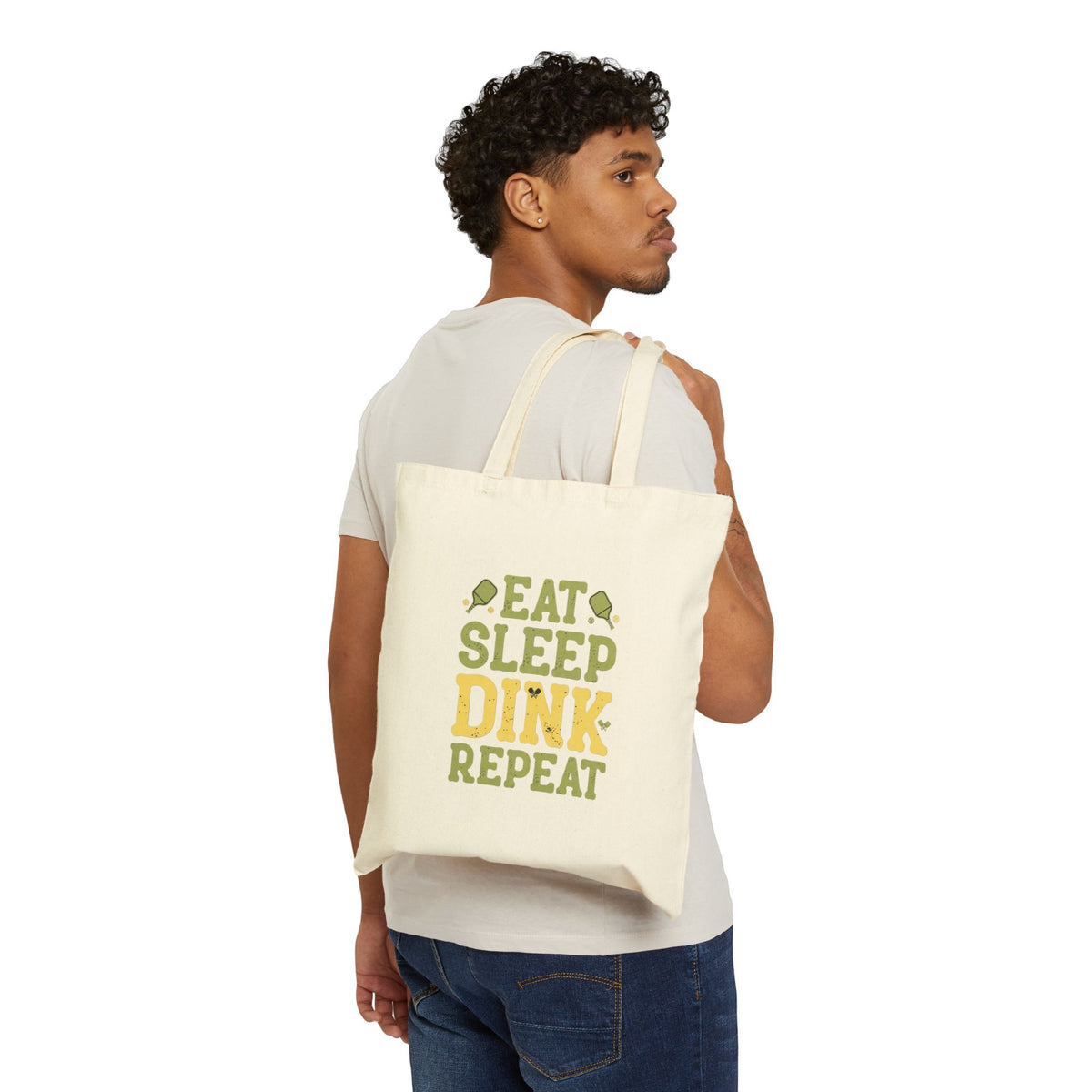 Dink Vault Cotton Tote Bag — "Eat Sleep Dink Repeat" Pickleball Gear Tote