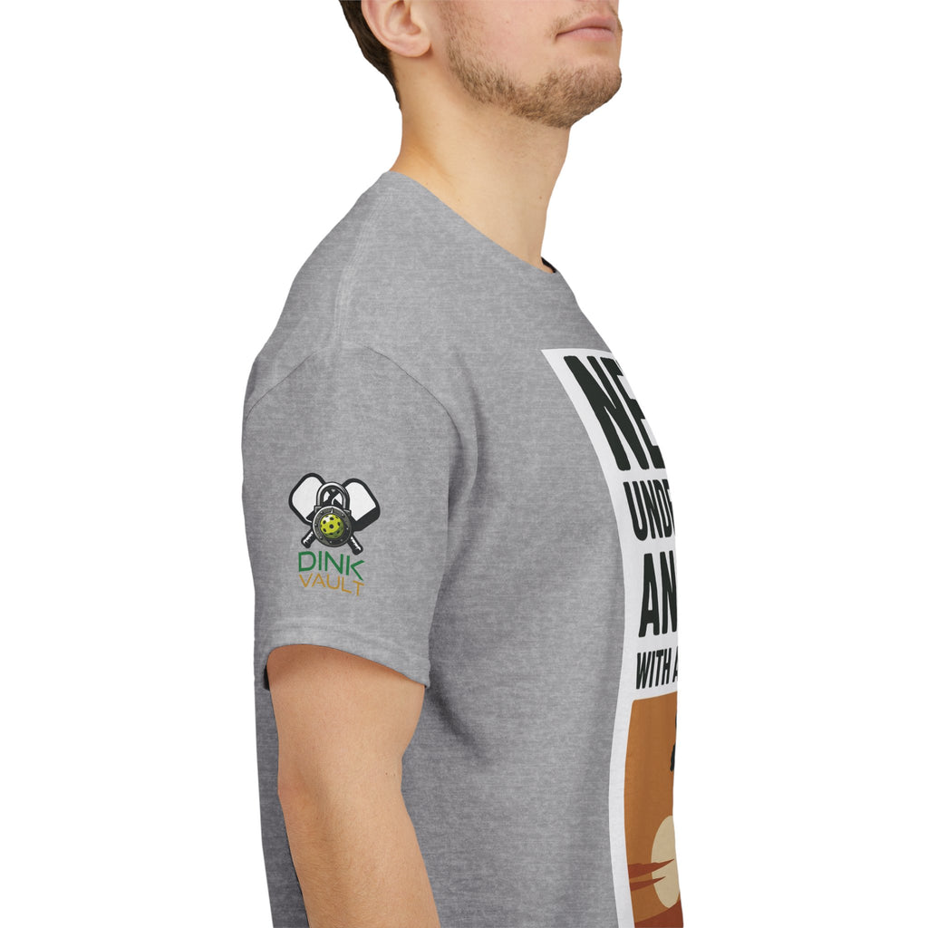 Pickleball T-Shirt - "Never Underestimate An Old Man With A Pickleball Paddle" Retro Sunset Tee