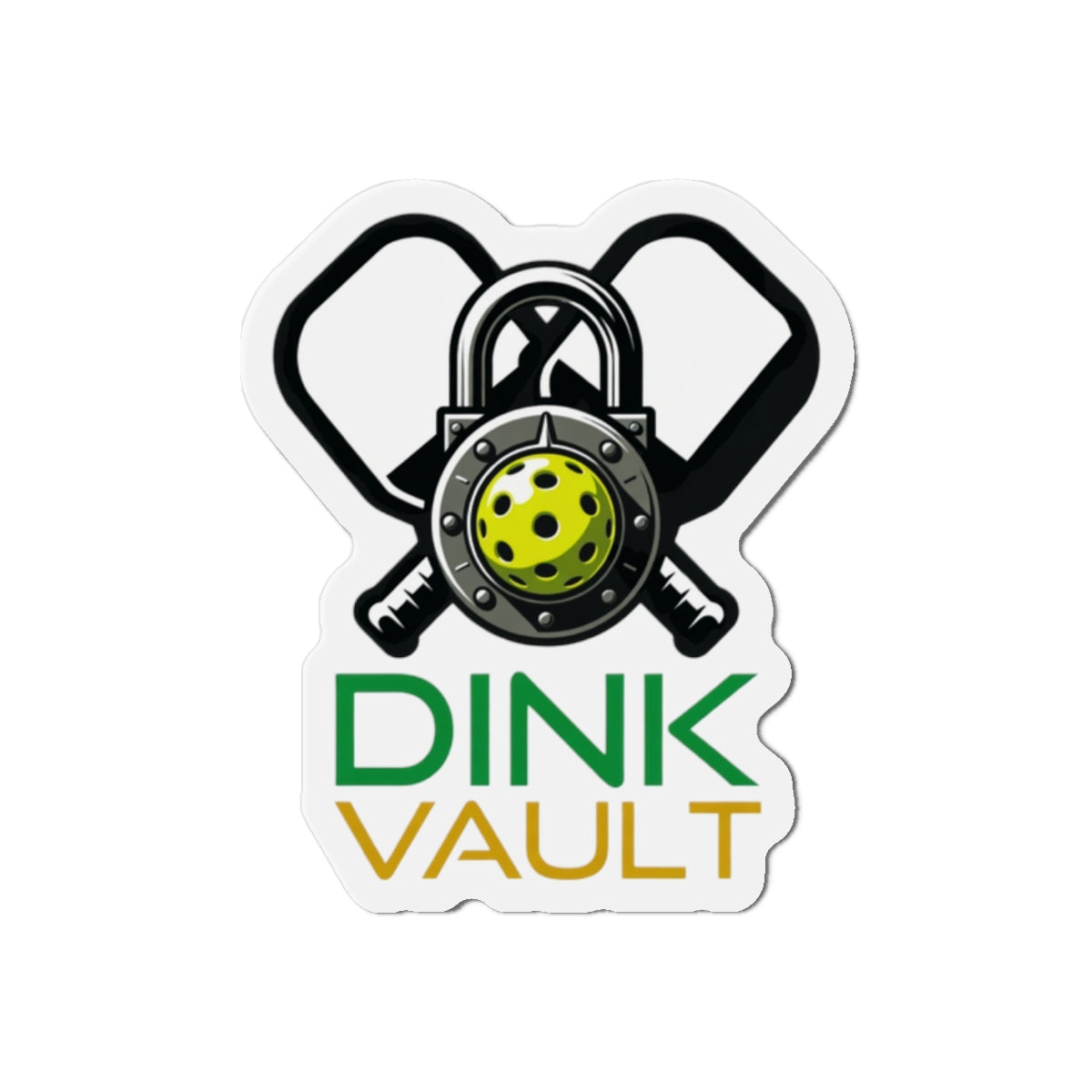 Dink Vault Pickleball Die-Cut Magnet — Pickleball Paddle & Ball Locker Logo