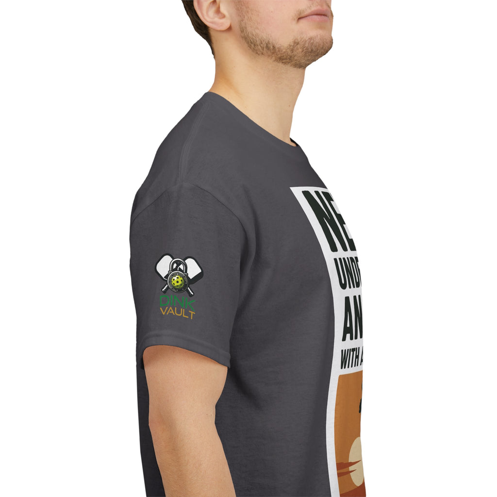 Pickleball T-Shirt - "Never Underestimate An Old Man With A Pickleball Paddle" Retro Sunset Tee
