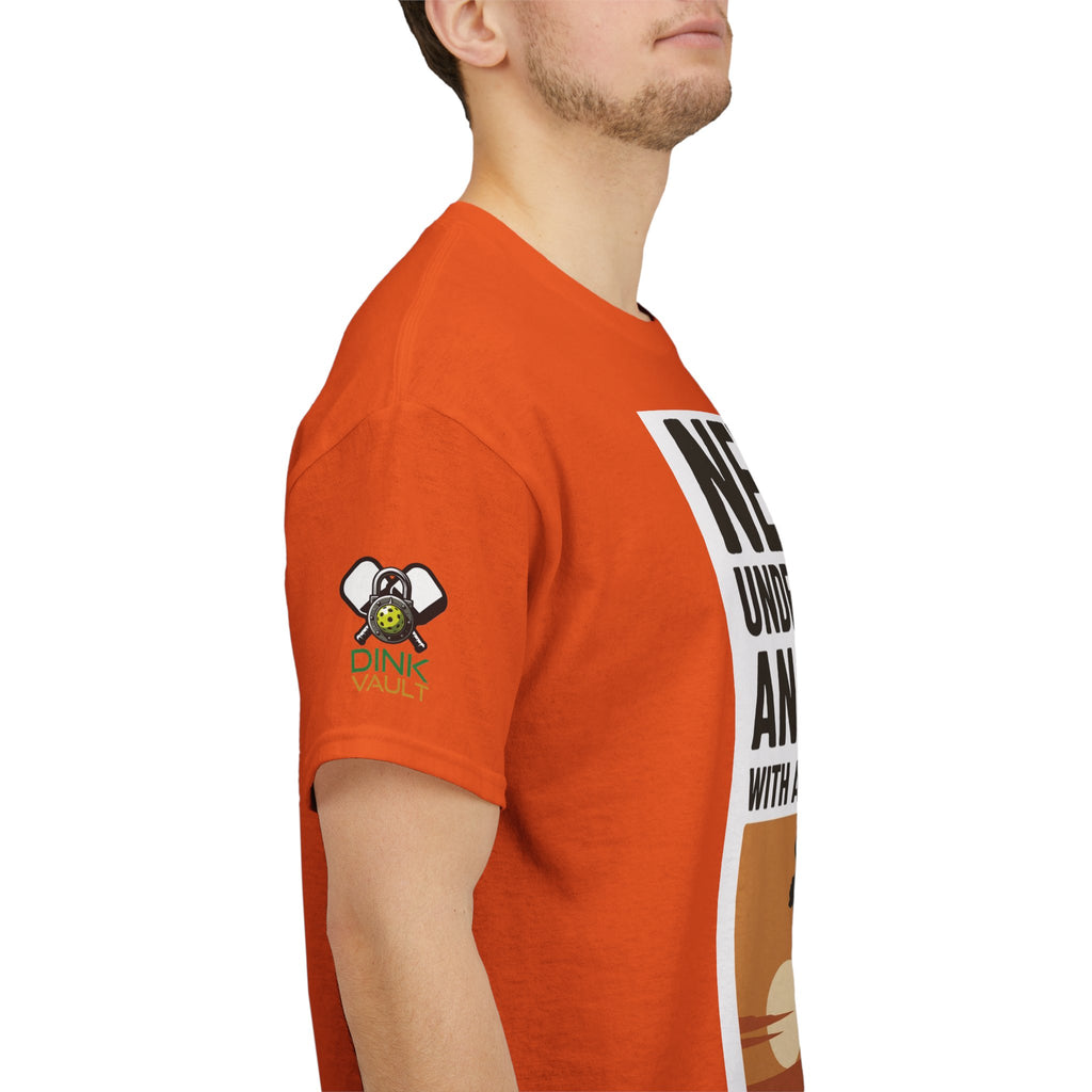 Pickleball T-Shirt - "Never Underestimate An Old Man With A Pickleball Paddle" Retro Sunset Tee