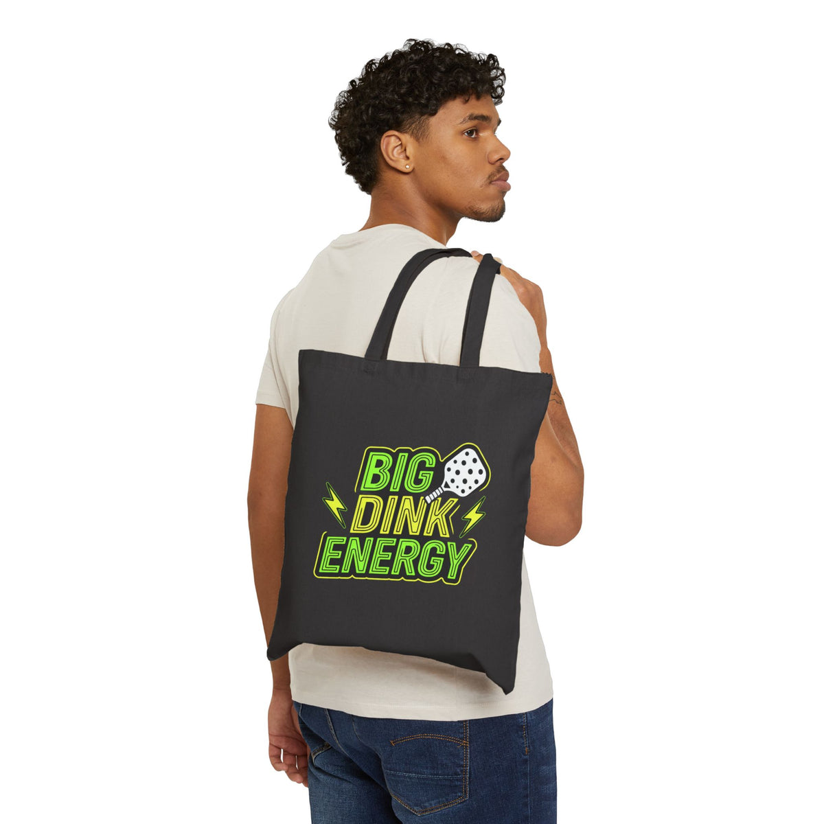 Big Dink Energy Tote Bag — Pickleball Graphic Cotton Canvas Shopper