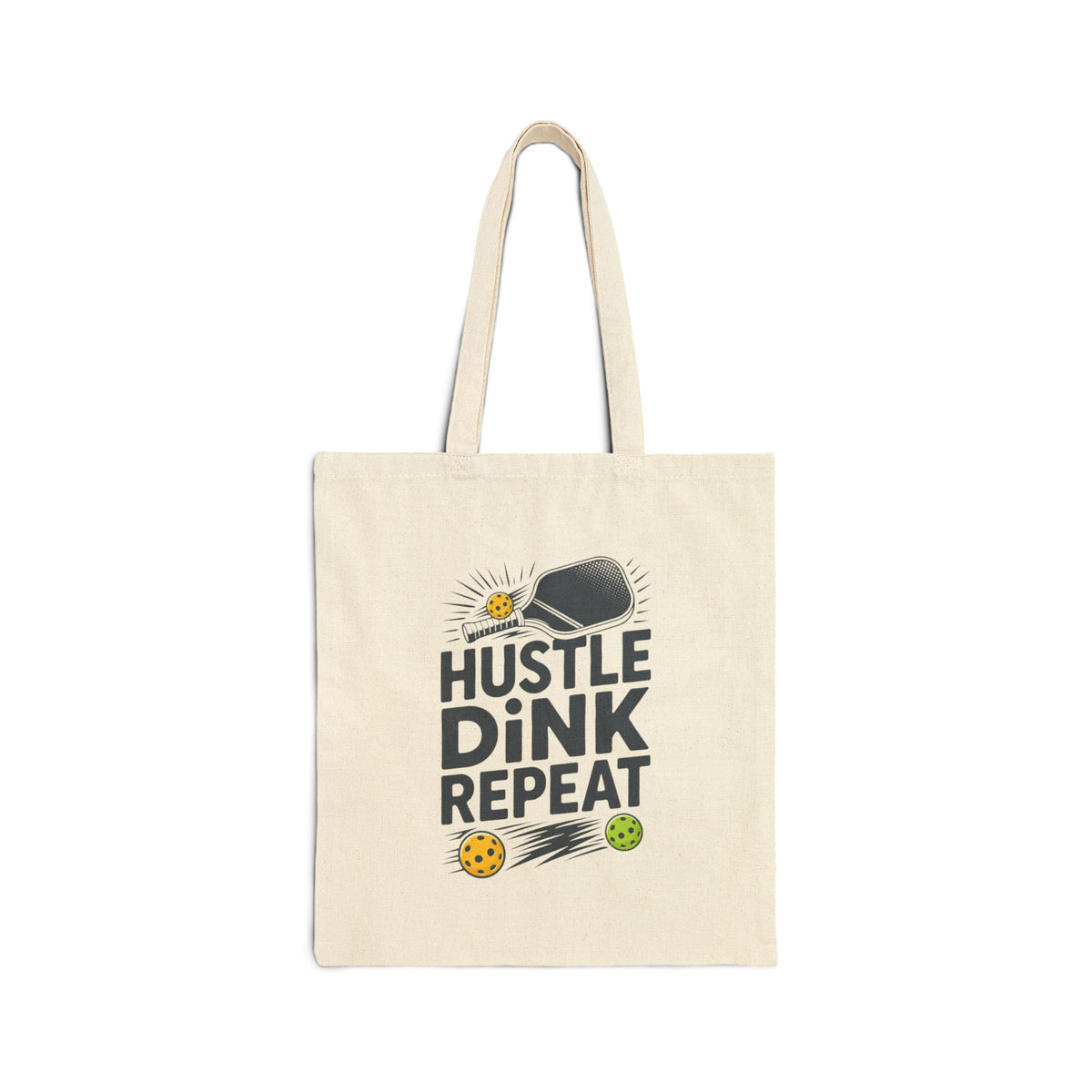 Pickleball Tote Bag — “Hustle Dink Repeat” Cotton Canvas Tote / Dink Vault Logo