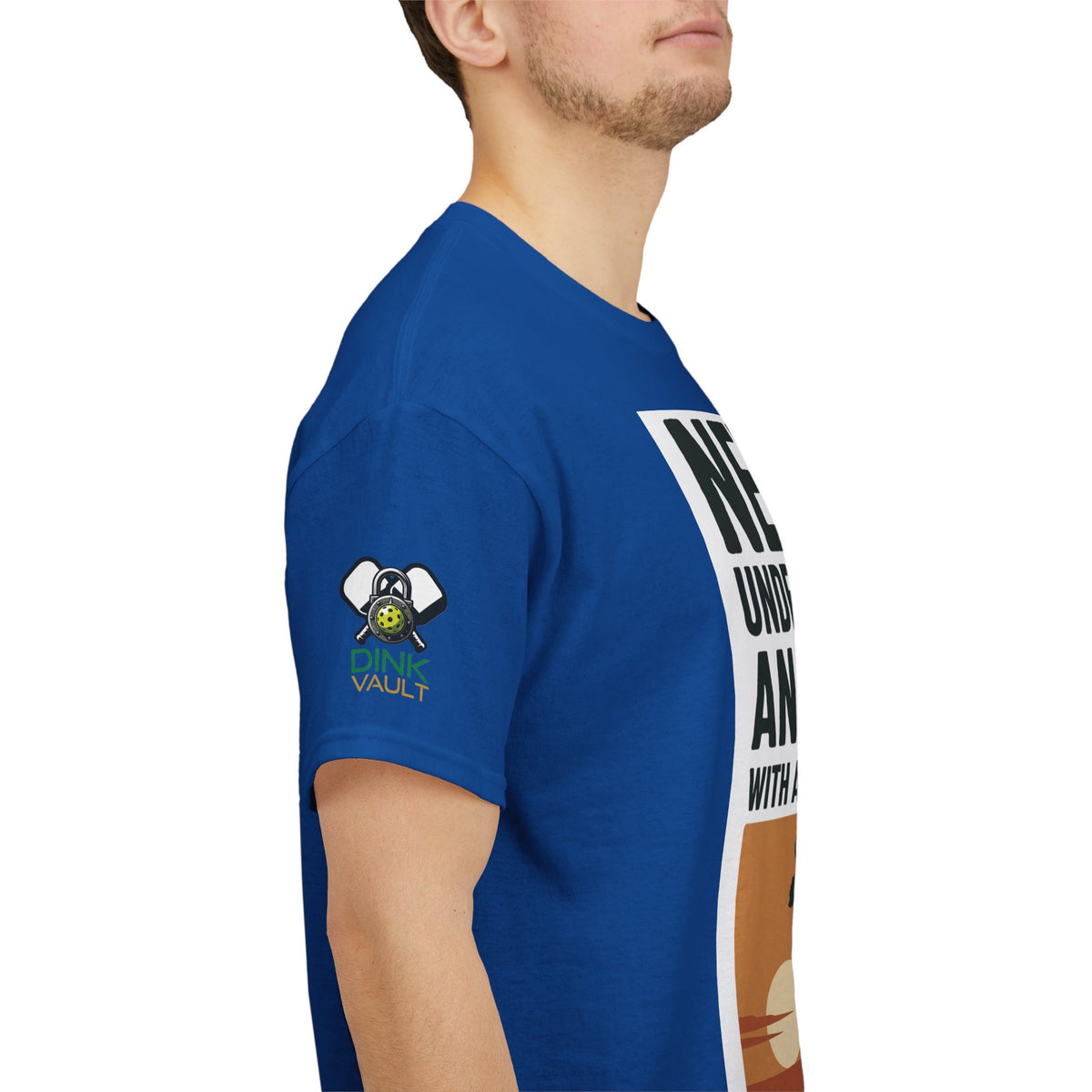Pickleball T-Shirt - "Never Underestimate An Old Man With A Pickleball Paddle" Retro Sunset Tee