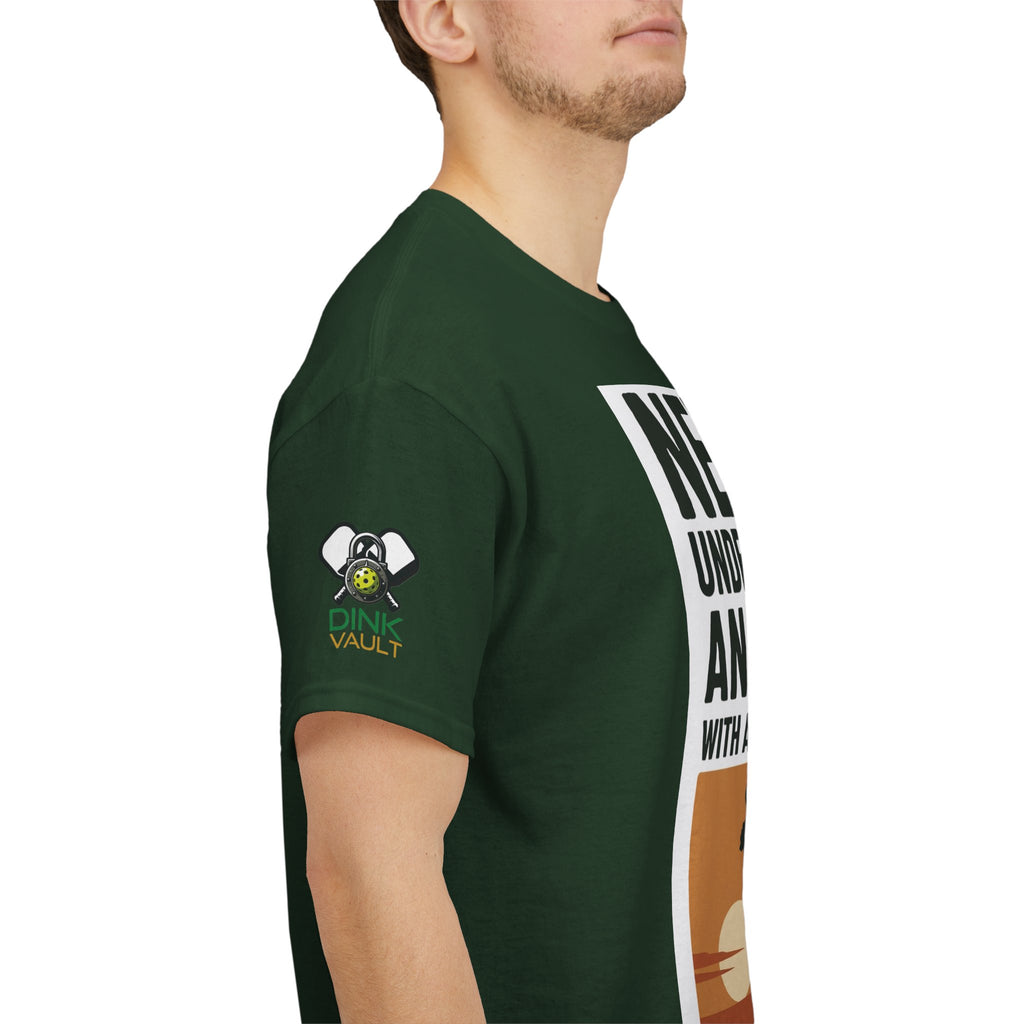 Pickleball T-Shirt - "Never Underestimate An Old Man With A Pickleball Paddle" Retro Sunset Tee