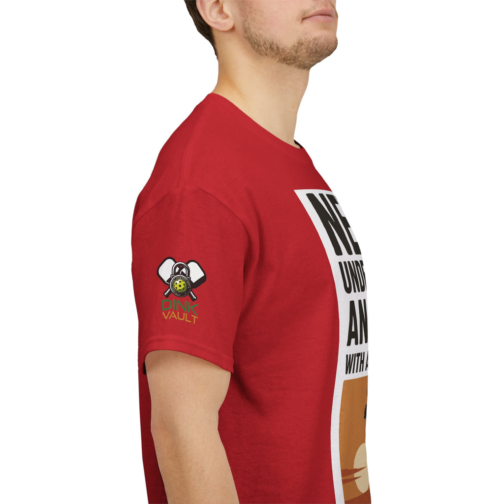 Pickleball T-Shirt - "Never Underestimate An Old Man With A Pickleball Paddle" Retro Sunset Tee