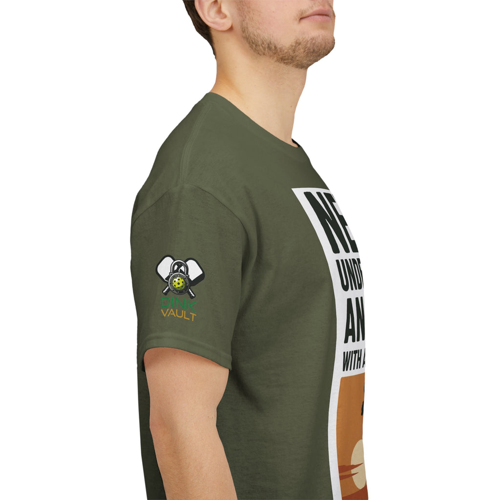 Pickleball T-Shirt - "Never Underestimate An Old Man With A Pickleball Paddle" Retro Sunset Tee