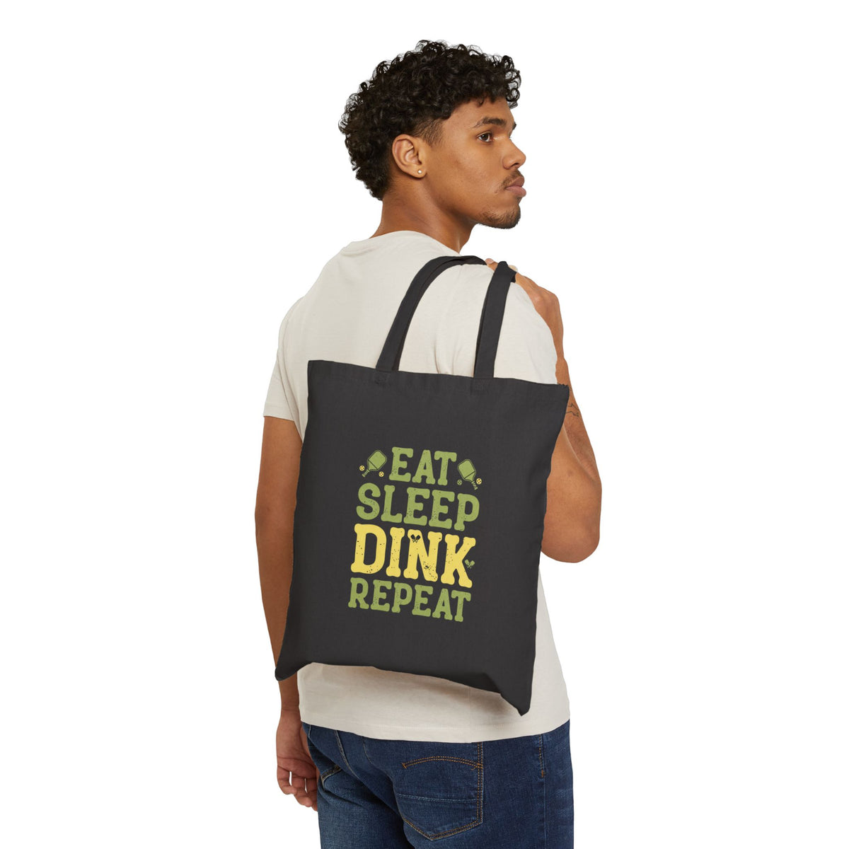 Dink Vault Cotton Tote Bag — "Eat Sleep Dink Repeat" Pickleball Gear Tote
