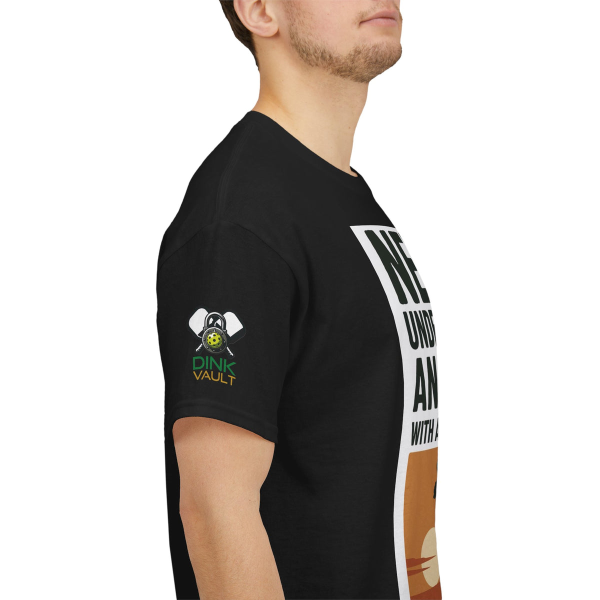 Pickleball T-Shirt - "Never Underestimate An Old Man With A Pickleball Paddle" Retro Sunset Tee