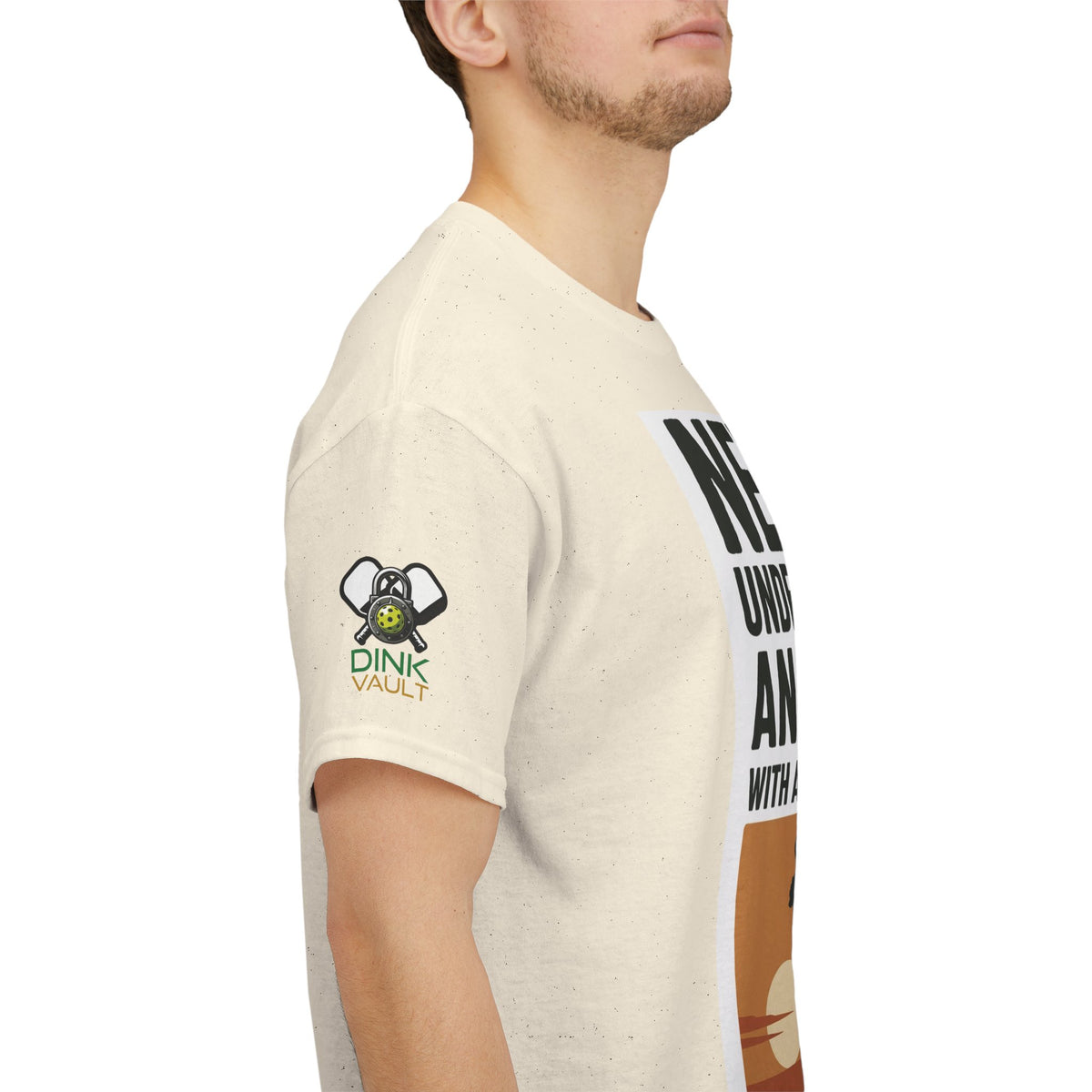 Pickleball T-Shirt - "Never Underestimate An Old Man With A Pickleball Paddle" Retro Sunset Tee