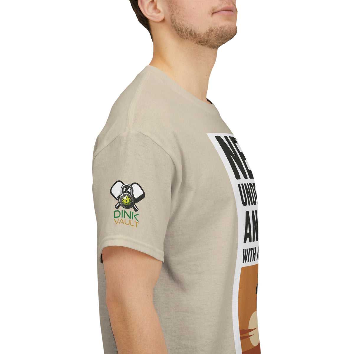 Pickleball T-Shirt - "Never Underestimate An Old Man With A Pickleball Paddle" Retro Sunset Tee