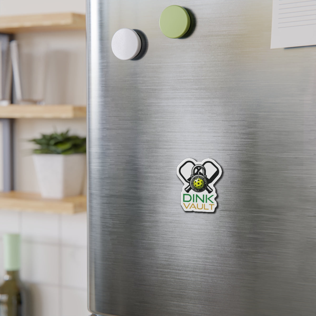 Dink Vault Pickleball Die-Cut Magnet — Pickleball Paddle & Ball Locker Logo