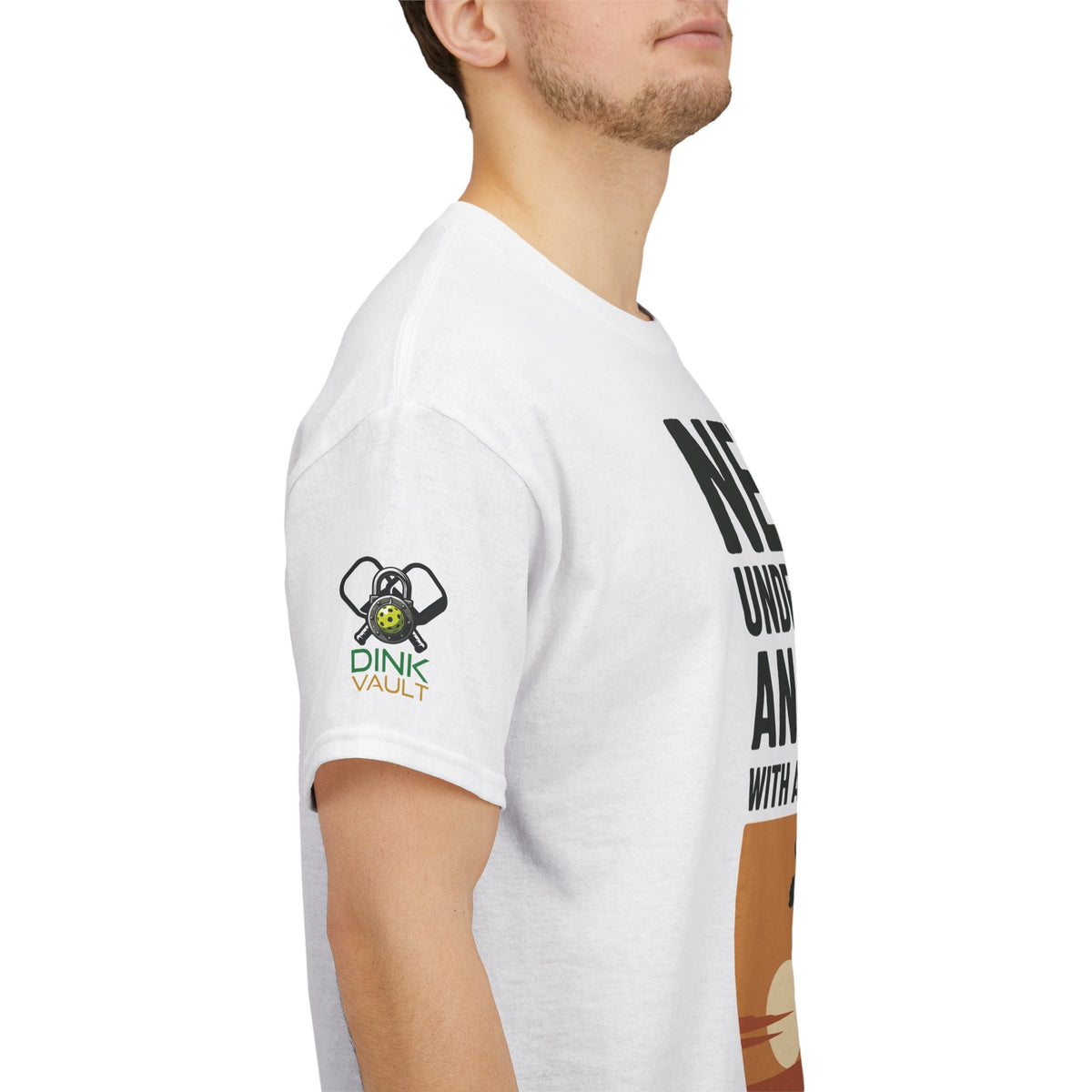 Pickleball T-Shirt - "Never Underestimate An Old Man With A Pickleball Paddle" Retro Sunset Tee